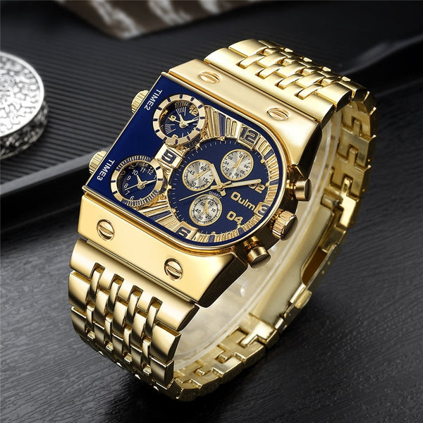 Relógio Masculino Oulm Gold Limited Edition Original Young Market