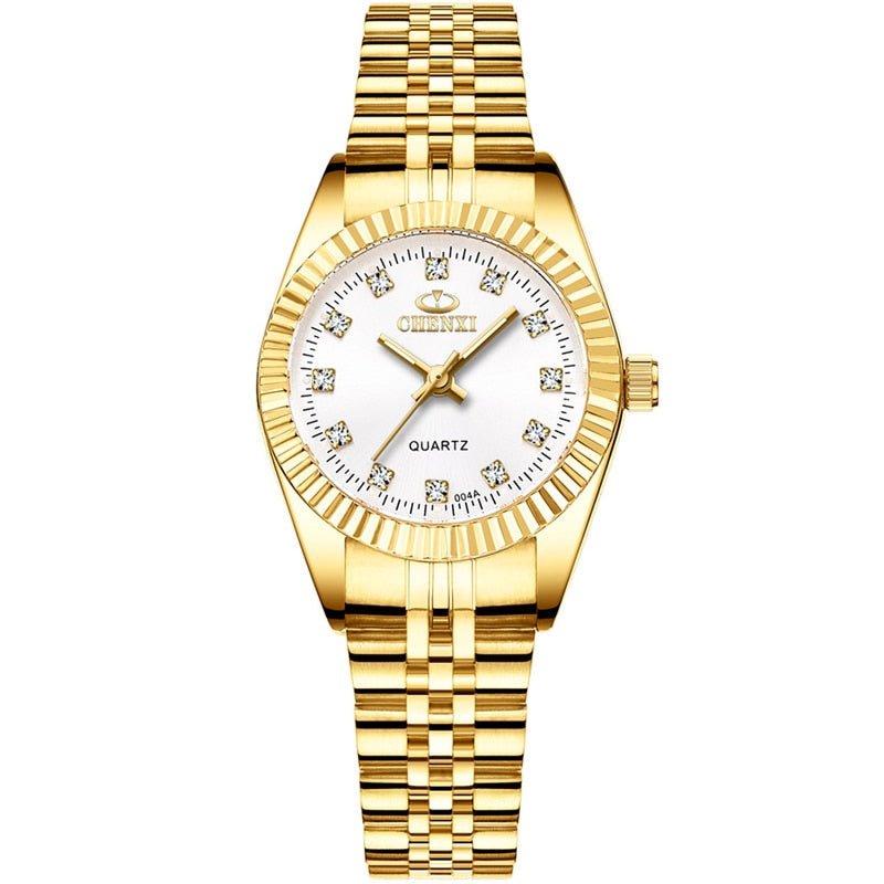Relógio Feminino Dourado Chenxi Original Dourado com Branco Chenxi