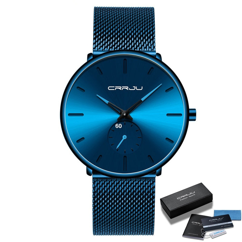 Relógio Masculino Casual Minimalista Original Azul Crrju