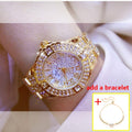 Relógio Feminino Diamond Gold Com Pulseira Original Dourado + Bracelete BS Bee