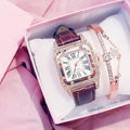 Relógio Feminino Quartz Luxury Diamond Marrom Com Pulseira de Brinde Young Market
