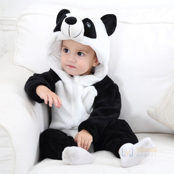 Macacão de Bichinho Infantil Com Capuz Panda Young Market