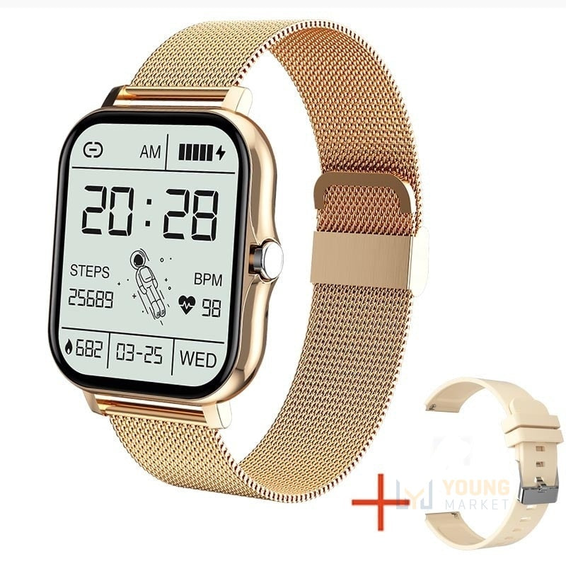 Relógio Smartwatch Cf Style 2.0 Touchscreen - A Prova D'água Dourado Com Duas Pulseiras Young Market