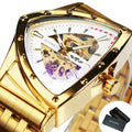 Relógio Masculino Mecânico Triangle Original Edição Limitada Dourado com Branco WINNER