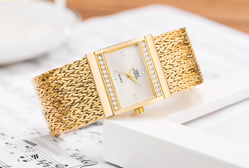 Relógio Feminino Dourado Luxo Style G&D Original G&D