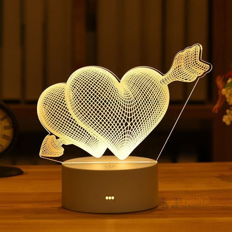 Luminária 3D em Acrílico - Presente Perfeito Dia dos Namorados Cupido Young Market
