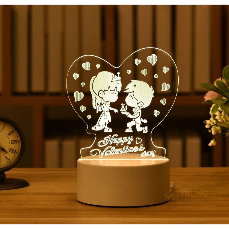 Luminária 3D em Acrílico - Presente Perfeito Dia dos Namorados Pedido Valentine Young Market