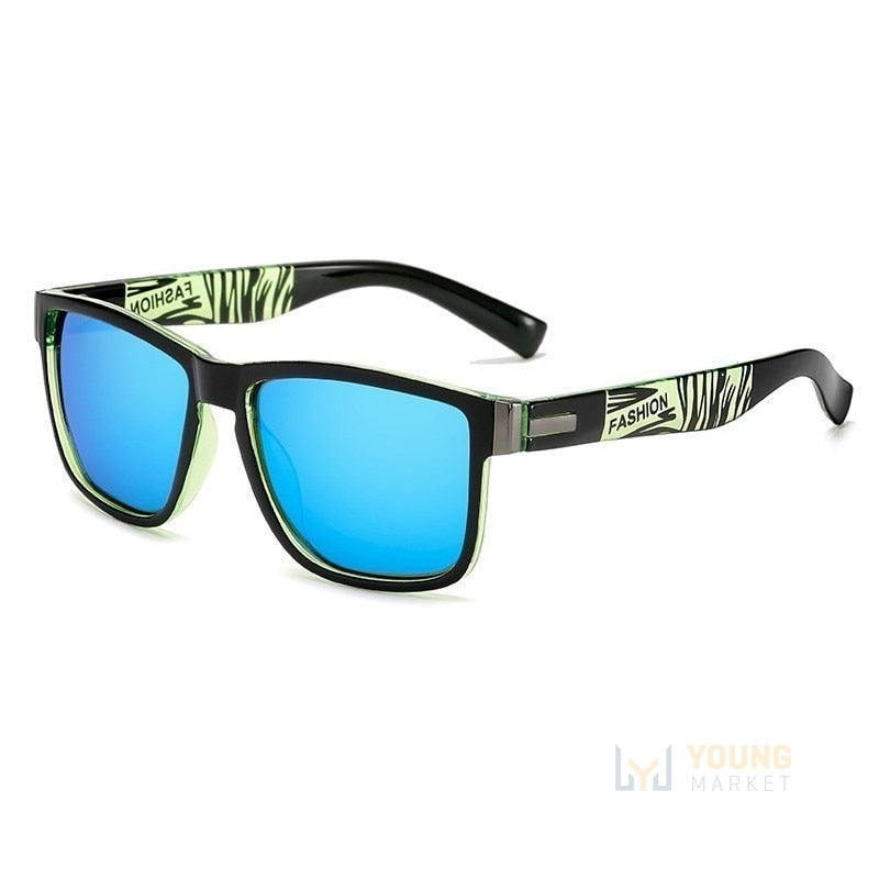 Óculos Quadrado Masculino Polarizado Classic Sports Azul com Verde Young Market