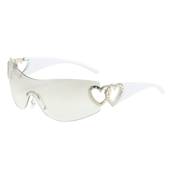 Óculos de Sol Feminino Heart 18K Original Branco com Prata Young Market