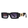Óculos de Sol Feminino Retangular Vintage Premium Original Cinza com Lilás Young Market