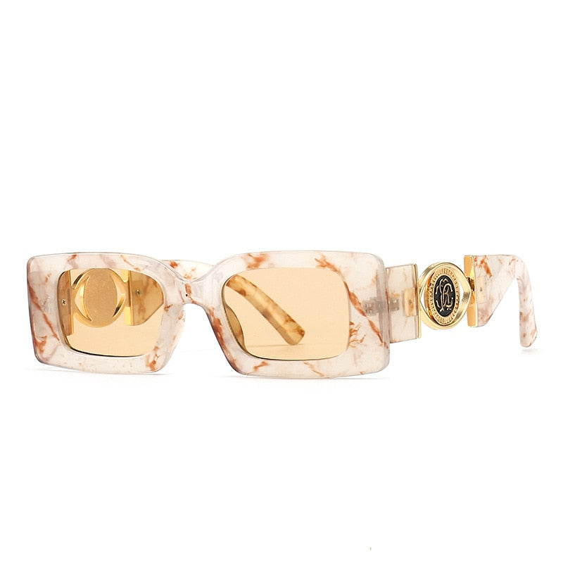 Óculos de Sol Feminino Retangular Vintage Premium Original Marrom claro Young Market