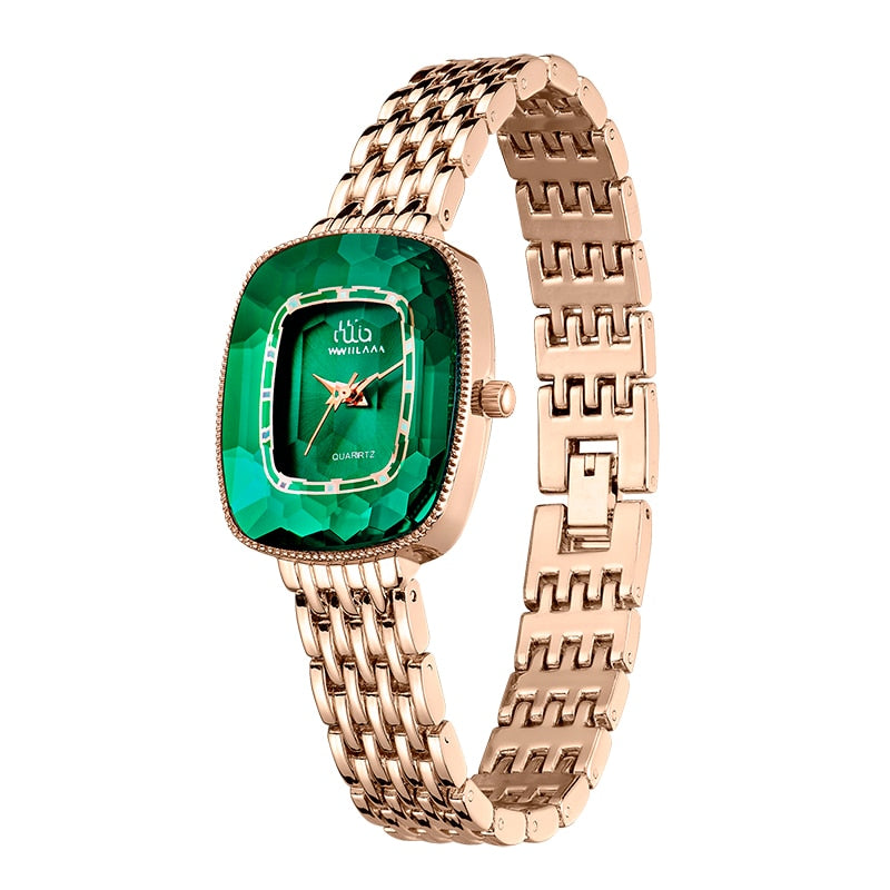 Relógio Feminino Pequeno Diamond Green Original Wiilam