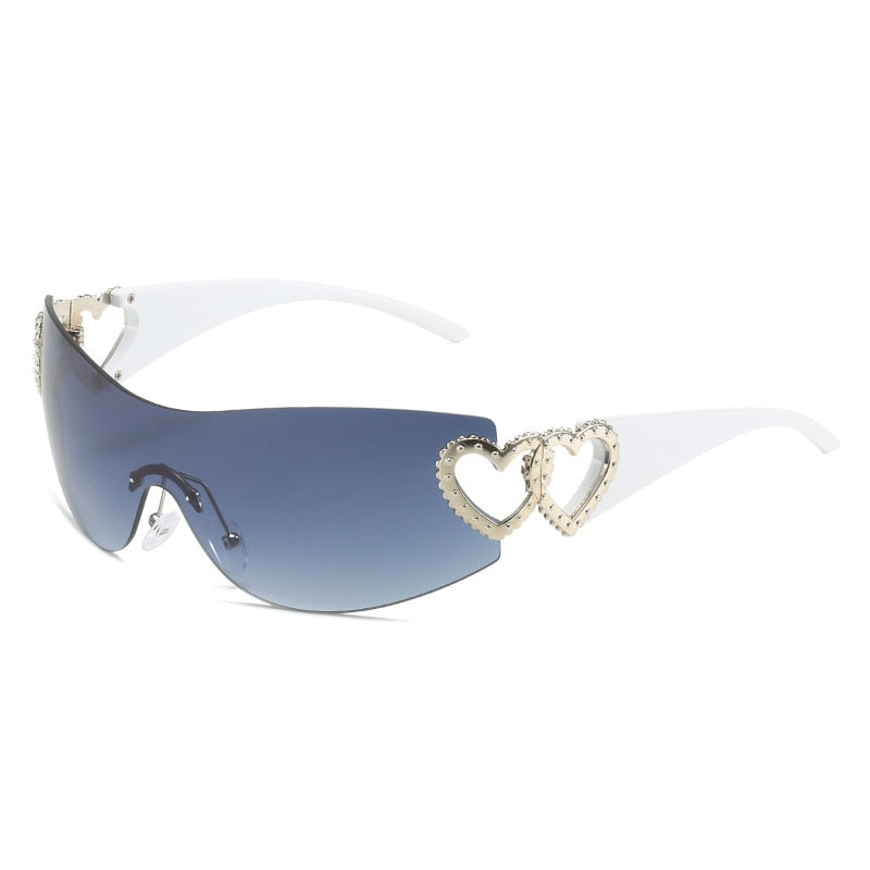 Óculos de Sol Feminino Heart 18K Original Branco com Cinza Young Market