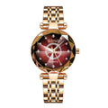 Relógio Feminino Quartzo Seno Original Dourado com Vermelho Seno