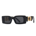 Óculos de Sol Feminino Retangular Vintage Premium Original Cinza com Preto Young Market