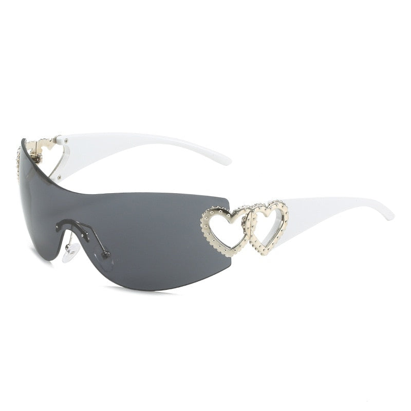 Óculos de Sol Feminino Heart 18K Original Branco com Preto Young Market
