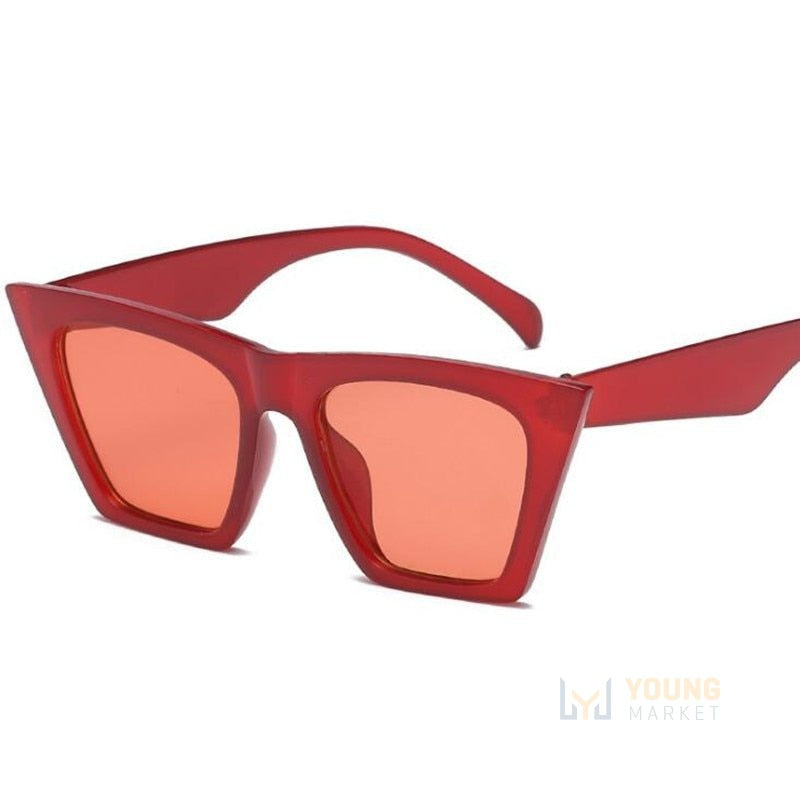 Óculos de Sol Gatinho Feminino Quadrado Vermelho Young Market