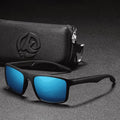Óculos de Sol Masculino Polarizado Retangular com Case Preto com Lentes Azul Young Market