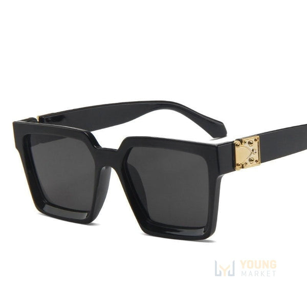 Óculos de Sol Quadrado com Proteção UV Unissex Preto Young Market