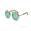 Óculos de Sol Redondo Polarizado com Duas Lentes Dourado com lentes verdes Young Market