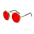 Óculos de Sol Redondo Polarizado com Duas Lentes Dourado com lentes vermelhas Young Market