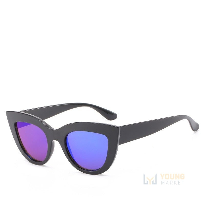 Óculos de Sol Gatinho Feminino - Classic Preto Azul Young Market