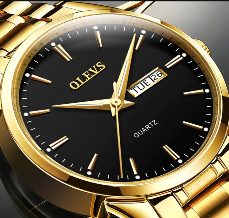 Relógio Masculino Dourado Olevs Automático Casual Original OLEVS