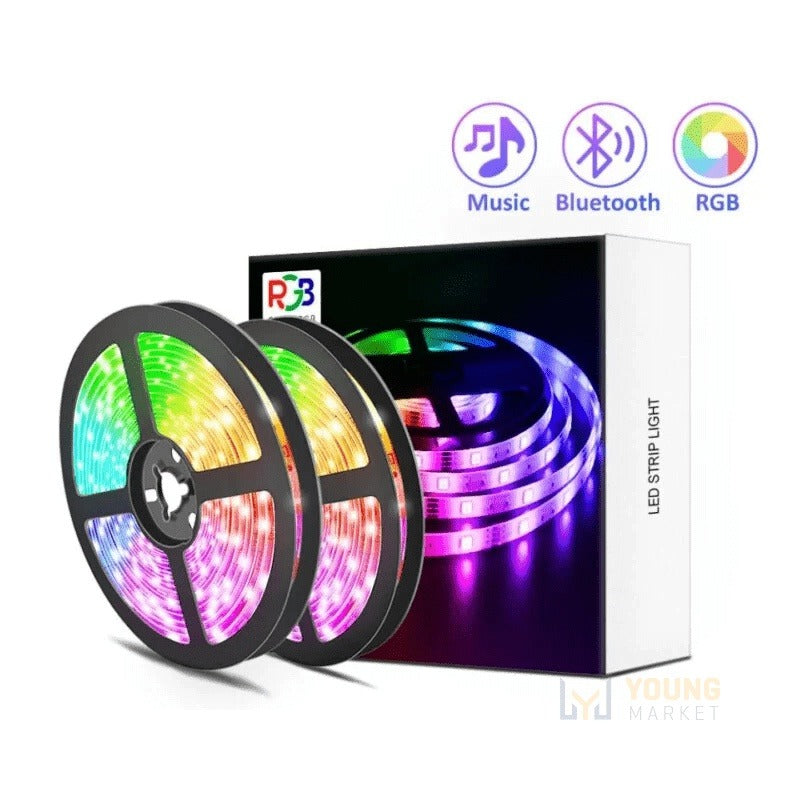 Fita de LED RGB Musical Endereçavel com Controle Remoto Bluetooth Color RGB