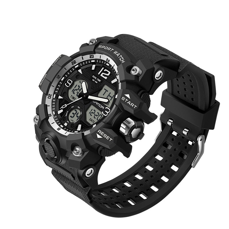 Relógio Digital Masculino T-Shock Militar Preto com prata SANDA