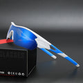 Óculos de Ciclismo Polarizado Fotocromático TR 90 Com 5 Lentes Original Branco com Azul Young Market