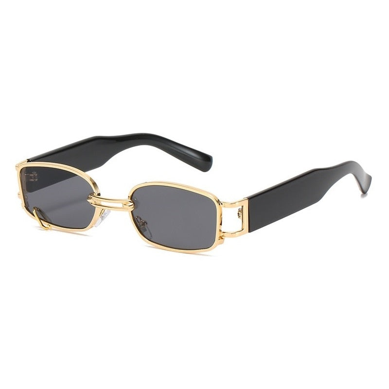Óculos de sol Feminino Retangular Design Luxo Original Dourado com Cinza Young Market