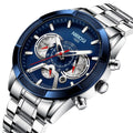 Relógio Masculino Nibosi Luxo Premium Original Prata com Azul NIBOSI