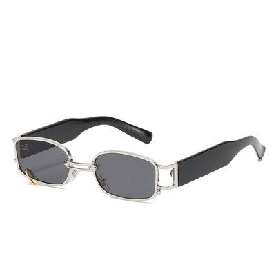 Óculos de sol Feminino Retangular Design Luxo Original Prata com Cinza Young Market