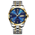 Relógio Poedagar Original Sports Luxo Dourado com Azul Poedagar