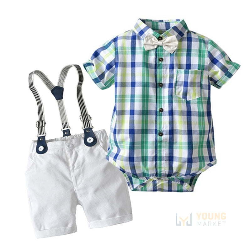 Conjunto Infantil Masculino Baby Elegance Azul com Verde Young Market