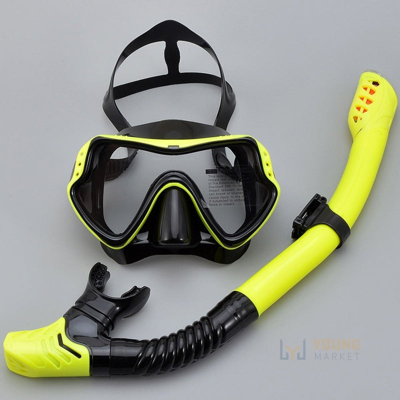 Mascara De Mergulho Profissional Snorkel Adulto Com Respirador Amarelo Young Market