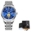 Relógio LIGE Masculino Original Golden Carp Prata / Azul LIGE