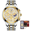 Relógio Wishdoit Masculino 133-B Luxo Quartzo Dourado com prata Wishdoit