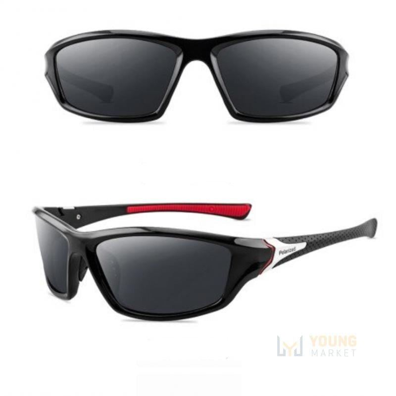 Óculos de Sol Masculino Polarizado Frame Sports Preto com Vermelho Young Market