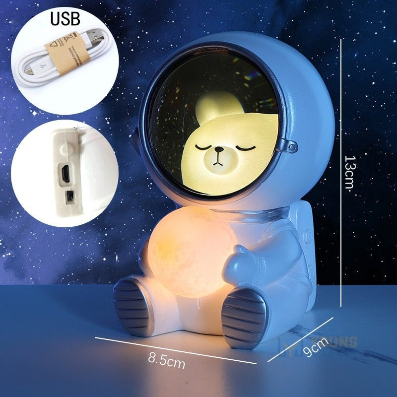Luminária Pet Astronauta de Led Recarregável Usb Urso Astronauta Young Market
