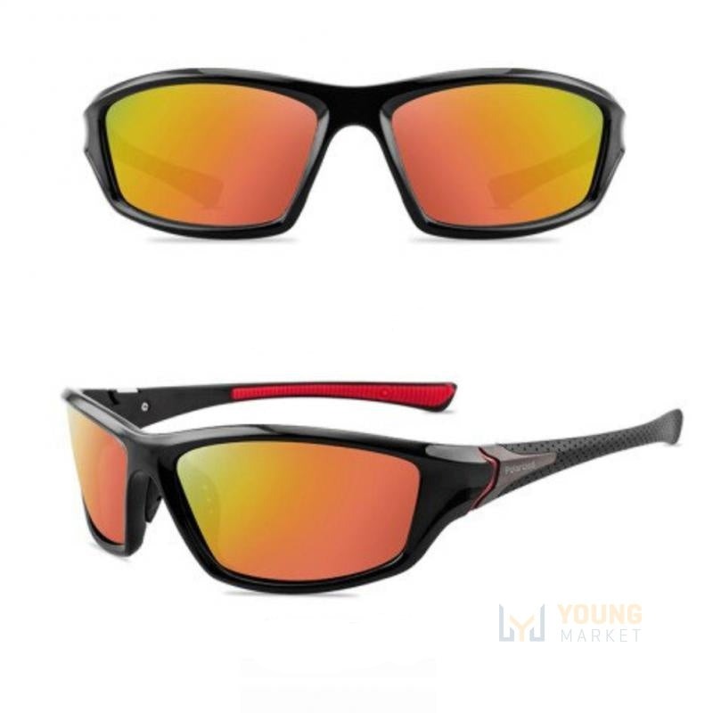 Óculos de Sol Masculino Polarizado Frame Sports Preto com Lente vermelha Young Market