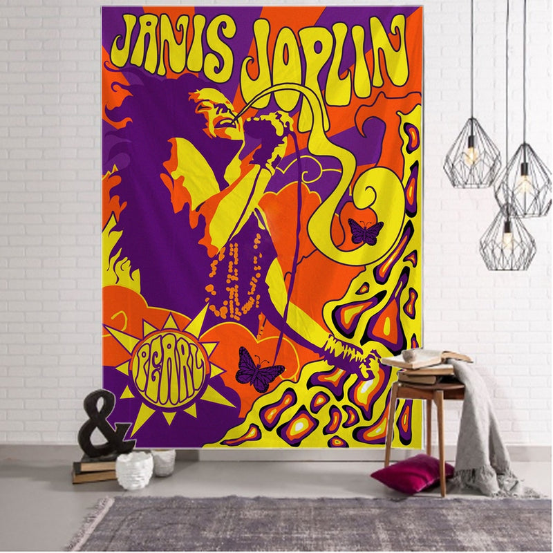Tapeçaria de Parede Psicodélica 3D - Ilusionismo Janis Joplin Young Market