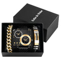 Relógio Quadrado Masculino Oulm Edição Limitada Kit com Duas Pulseiras Preto com Dourado Oulm