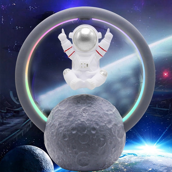 Luminária Magnética Flutuante de Astronauta 3D Com Som Bluetooth Prata ( Braços para cima ) Young Market