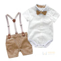 Conjunto Infantil Masculino Baby Elegance Branco com Marrom Young Market