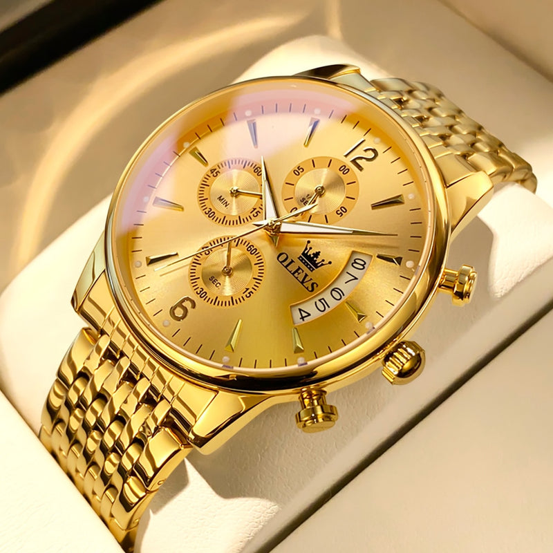 Relógio Masculino Dourado Gold Boss Olevs Original Dourado OLEVS