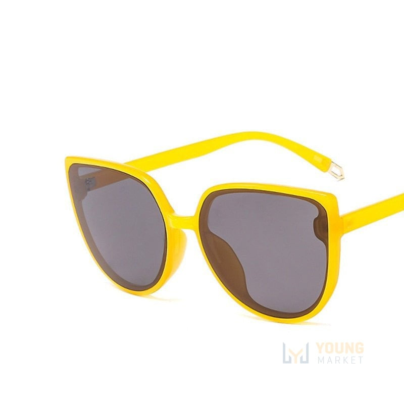 Óculos de Sol Gatinho Feminino Redondo Amarelo Young Market