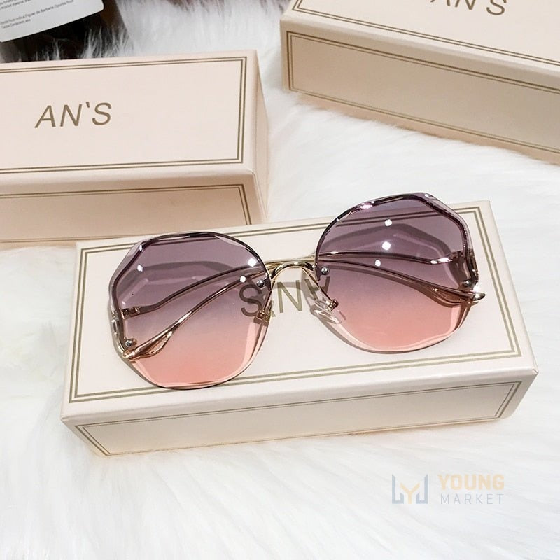Óculos de Sol Feminino Oceano com Proteção UV Cinza com Rosa Young Market
