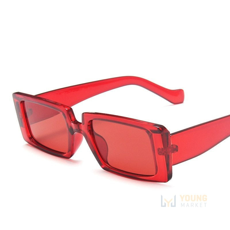 Óculos de Sol Quadrado Feminino - Classic Vermelho / lentes vermelhas Young Market