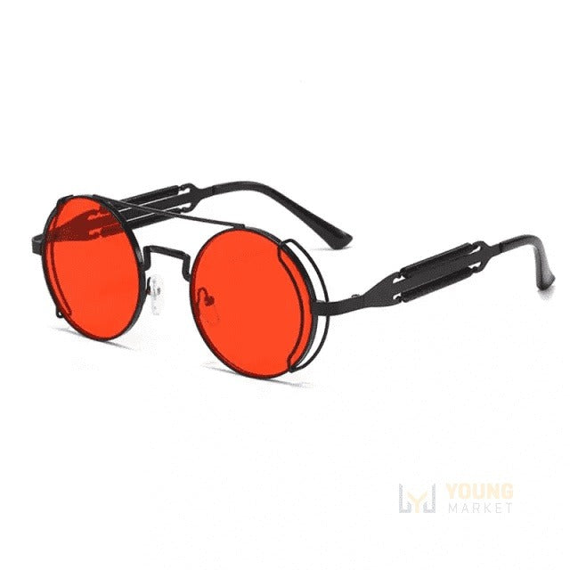 Óculos de Sol Redondo Feminino Luxuoso Vermelho Kajila
